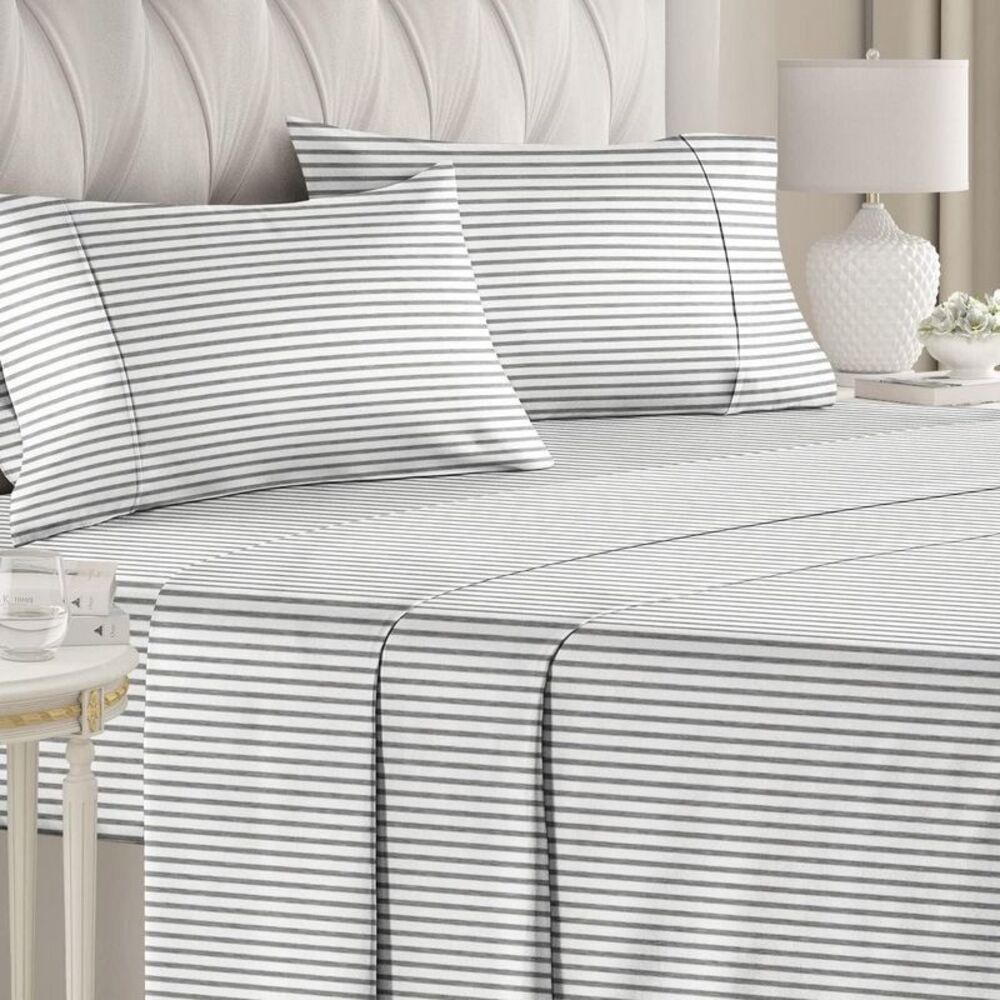 CGK Linens -  Luxuriously Soft 4-Piece Striped Sheet  Gray